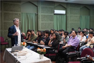 Yuval Ron an award winning composer for the Oscar winning film West Bank Story in 2007, had an interactive session with the students.