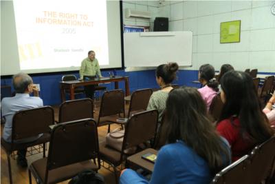 Mr. Shailesh Gandhi spoke with the journalism students
